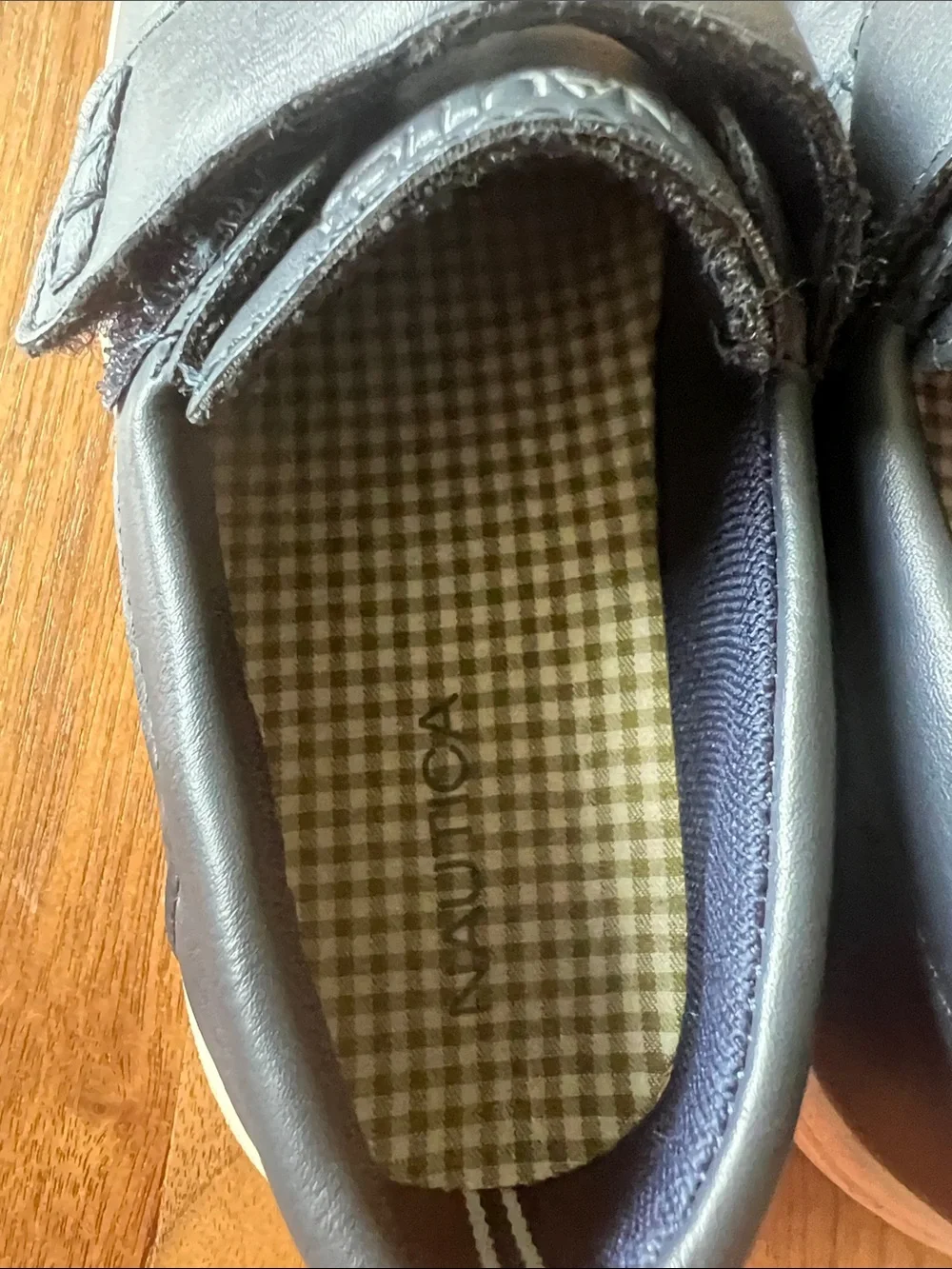 Nautica Boys Navy Blue Penny Loafers Size 10 Velcro Dress Shoes School Uniform